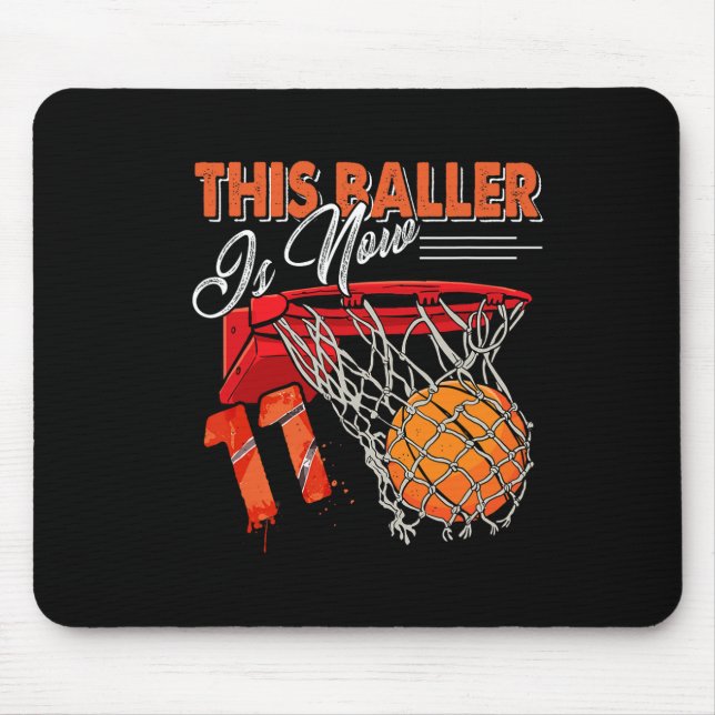 Mousepad 11 Birthday Bysketbyll Diversão 11 Anos Crianças G (Frente)