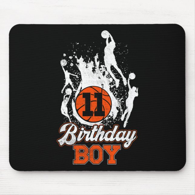 Mousepad 11 Birthday Bysketbyll Theme Birthday Boy 11 anos (Frente)