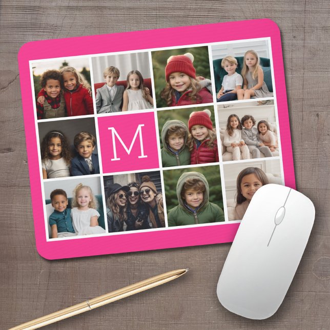 Mousepad 11 Colagem de Fotos - Grade Mínima com Texto (Personalized mouse pad with your photos and text)
