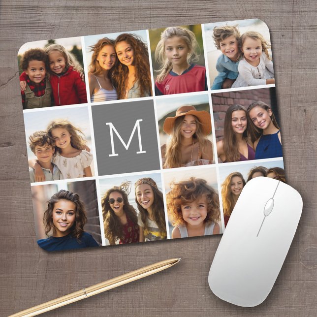 Mousepad 11 Colagem de Fotos - Grade Mínima com Texto (Personalized Mousepad - Add Your Photos and Text)