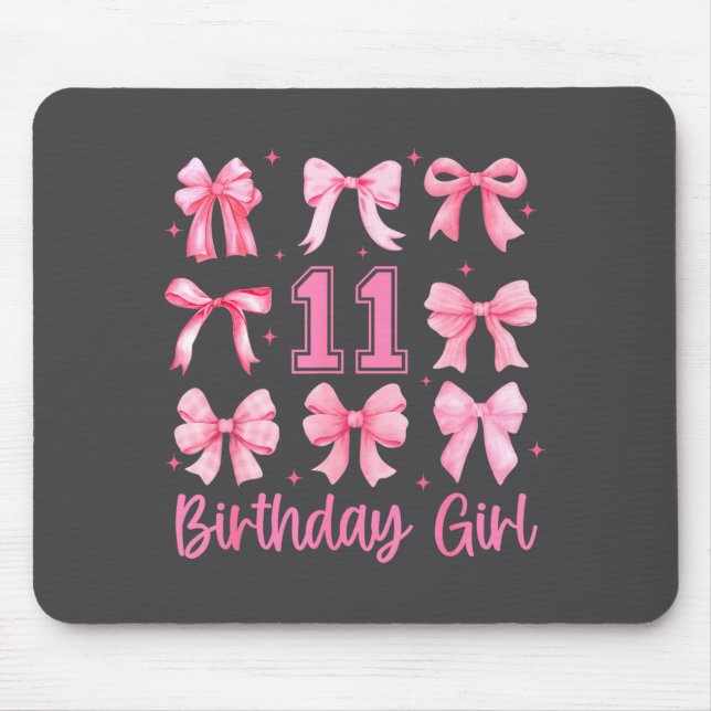 Mousepad 11 Years Old Birthday Girl Nk Bow Girls Kids Cute  (Frente)