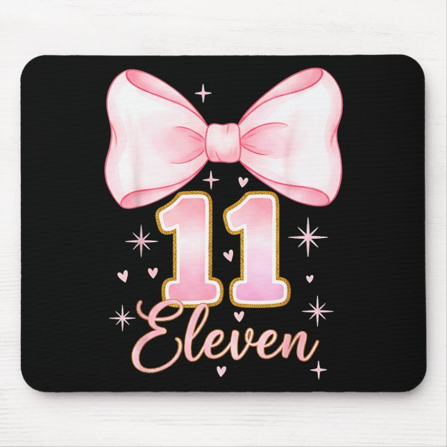 Mousepad 11th Birthday Girl Coquette Bow Its My Eleven Birt (Frente)
