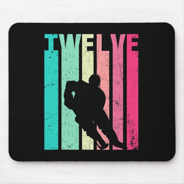 Mousepad 12 Birthday Retro Hockey Amantes De 12 Anos (Frente)