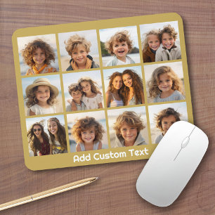 Mousepad 12 Colagem de Fotos com Dourado Fundo