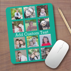 Mousepad 12 Colagem de Fotos - Grade Moderna em Verde Esmer