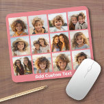 Mousepad 12 Colagem de Instagram de Foto com Fundo Coral<br><div class="desc">Adicione seus fotos favoritos a este modelo divertido. Você pode usar fotos do Instagram ou quaisquer fotos para esta grade.</div>