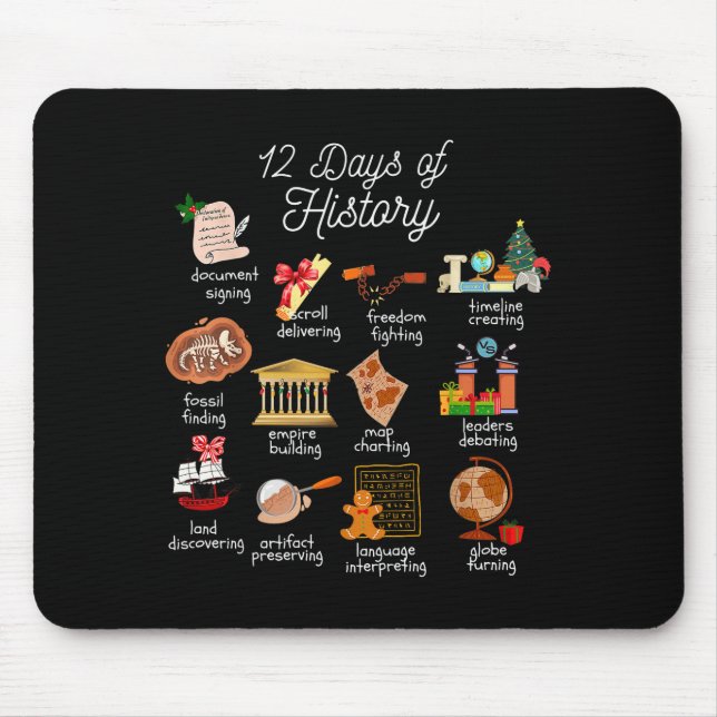 Mousepad 12 Day Of History Teacher Christmas Social Studies (Frente)