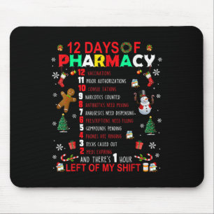 Mousepad 12 Dias De Farmácia Engraçado Natal Farmacêutico T