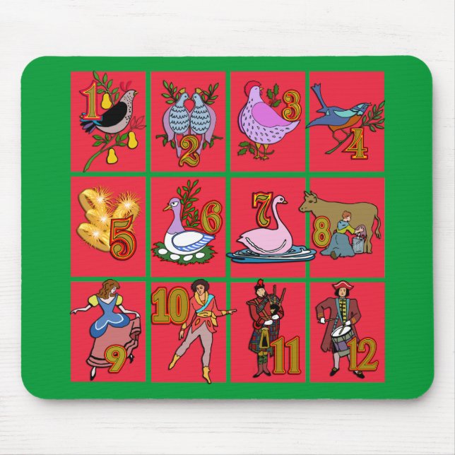 Mousepad 12 dias de t-shirt do Natal, roupa, presentes (Frente)