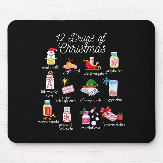 Mousepad 12 Drugs Of Christmas Pharmacist Technician Pharma (Frente)
