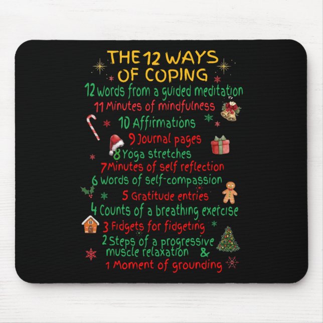 Mousepad 12 Maneiras de Lidar Com o Natal Divertido Saúde M (Frente)