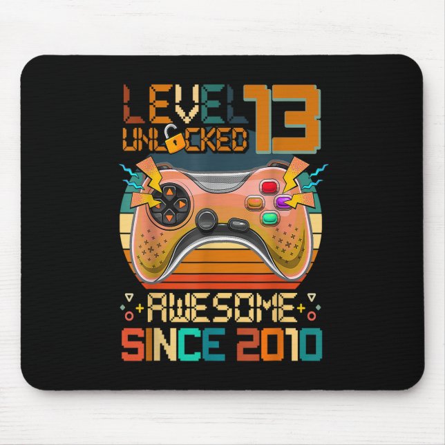 Mousepad 13 Birthday Boys Video Game Nível 13 Desbloqueado  (Frente)