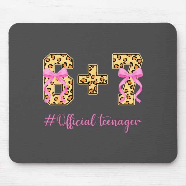 Mousepad 13th Birthday Girl Nk Coquette Bow Leopard 6+7 Yea (Frente)