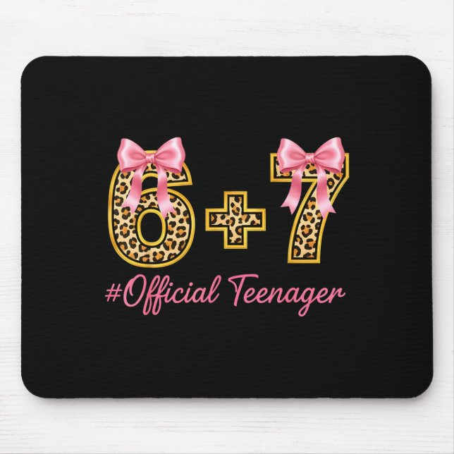 Mousepad 13th Birthday Girl Nk Coquette Bow Leopard 6+7 Yea (Frente)