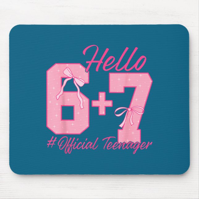 Mousepad 13th Birthday Teenager Six Seven Coquette Bow 6 7  (Frente)