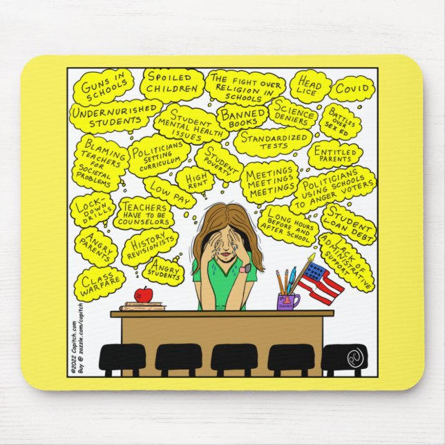 Mousepad 1409 Estresse Do Professor E Cartoon Preocupante (Frente)