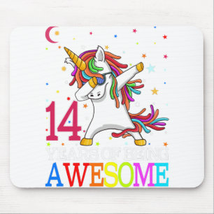 Mousepad 14 Birthday Dabbing Unicorn Party Gift 14 Anos