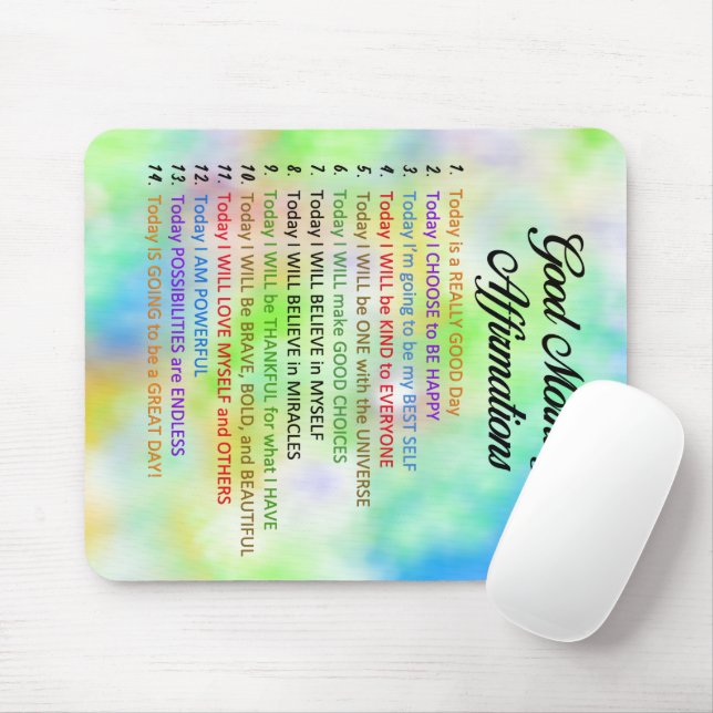 Mousepad 14 Good Morning Affirmations  (Com mouse)