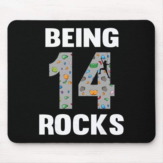 Mousepad 14 Year Old Rock Climber Birthday 14th Climber Bei (Frente)