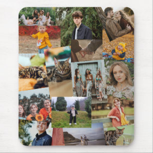Mousepad 16 Modelo de Colagem de Fotos Sobrepostas Aleatori
