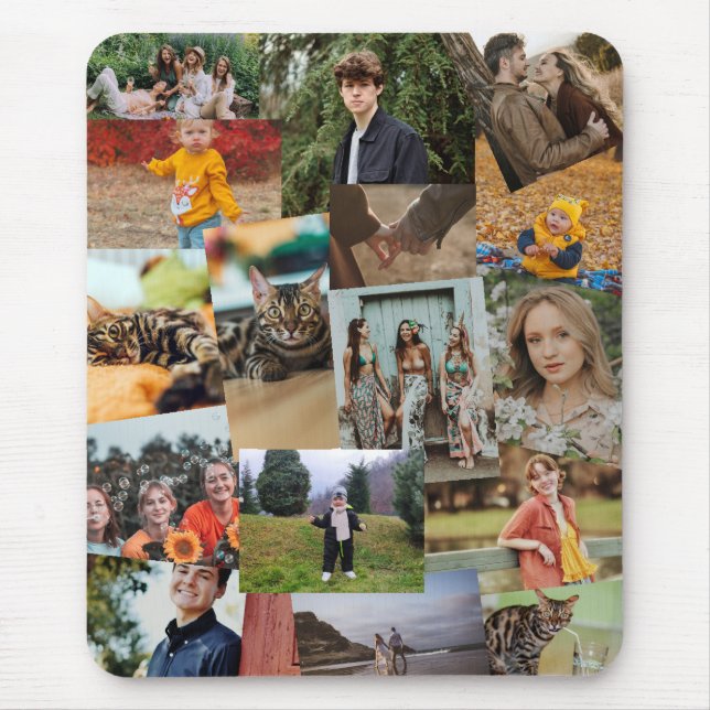 Mousepad 16 Modelo de Colagem de Fotos Sobrepostas Aleatori (Frente)