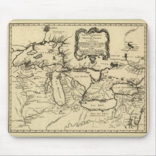 Mousepad 1755 grandes lagos e mapa novo de France/Canadá