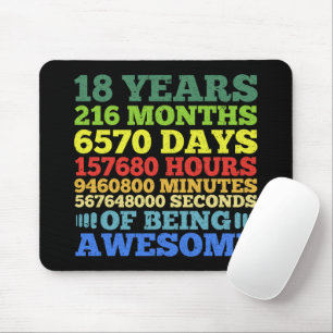 Mousepad 18 Years Old Vintage Retro 18th Birthday 216 Month