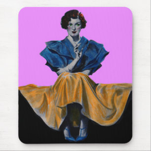 Mousepad 1934 senhoras bonito que apreciam um Chesterfield