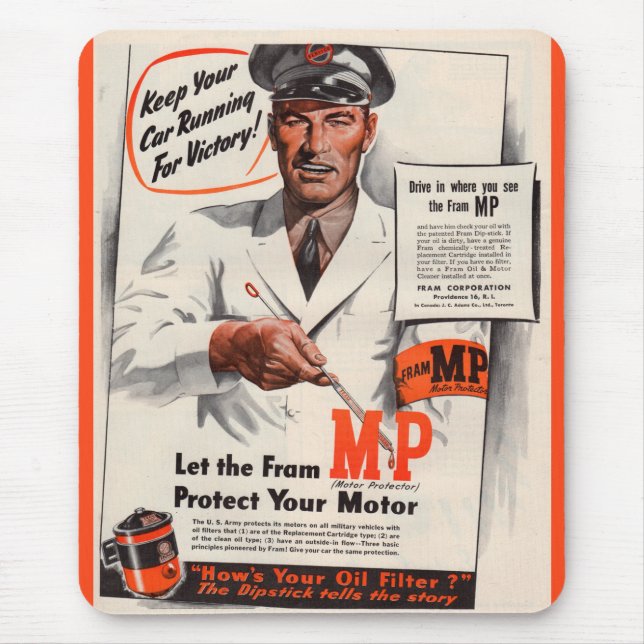 Mousepad 1940 Mantenha seu carro funcionando para o anúncio (Frente)