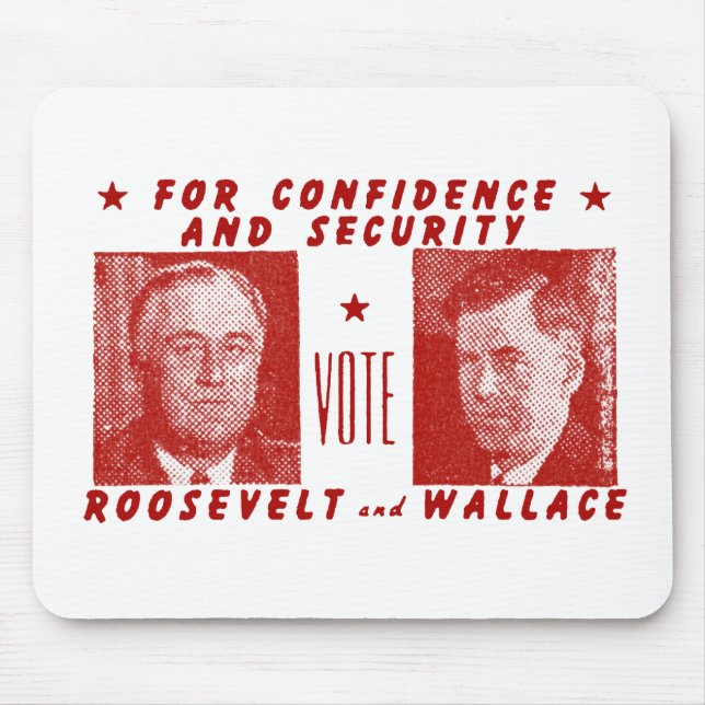 Mousepad 1940 Vote Roosevelt + Wallace, vermelho (Frente)