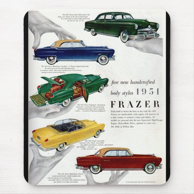 Mousepad 1951 Anúncio para automóveis Frazer (Frente)