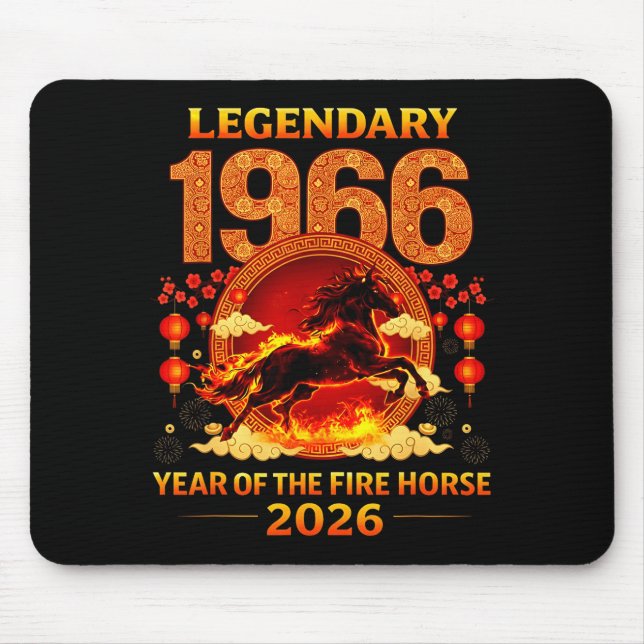 Mousepad 1966 Ano Do Cavalo De Fogo 60º Aniversário Chinês  (Frente)