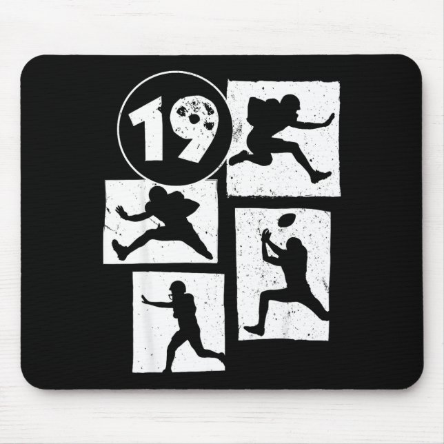 Mousepad 19th Birthday Retro American Football 19 Years Old (Frente)