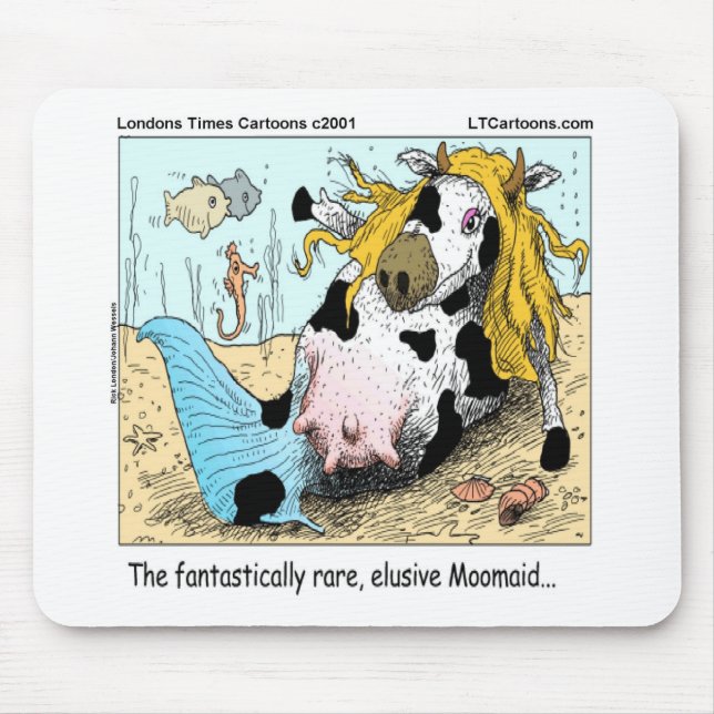 Mousepad 1/2 Vaca 1/2 Sereia Moomaid Divertido (Frente)