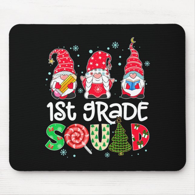 Mousepad 1st Grade Squad Gnome Teacher Christmas Ne Buffalo (Frente)
