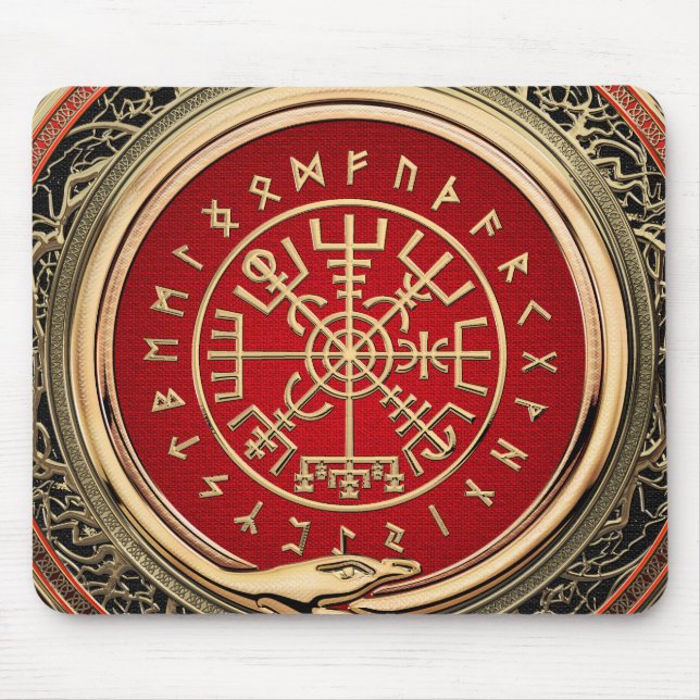 Mousepad [200] Vegvisir - Viking Dourado Magic Runic Compas (Frente)