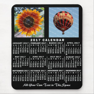 Mousepad 2017 Calendário Mensal Preto Personalizado 2 Foto