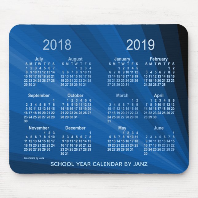 Mousepad 2018-2019 calendário azul do ano escolar do fã por (Frente)