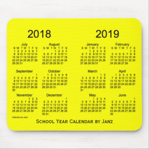 Mousepad 2018-2019 calendário do amarelo do ano escolar por