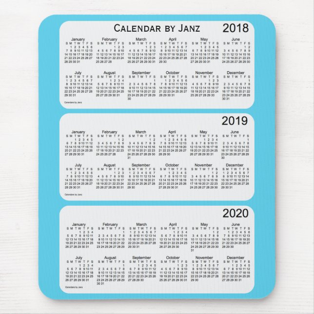 Mousepad 2018-2020 Sky Blue Calendar (Frente)