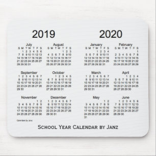 Mousepad 2019-2020 calendário branco do fumo do ano escolar