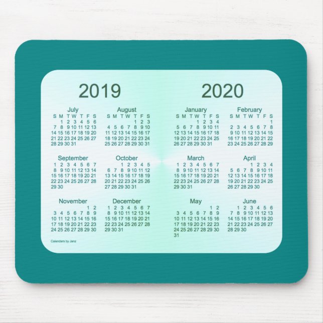 Mousepad 2019-2020 calendário da cerceta do ano escolar por (Frente)
