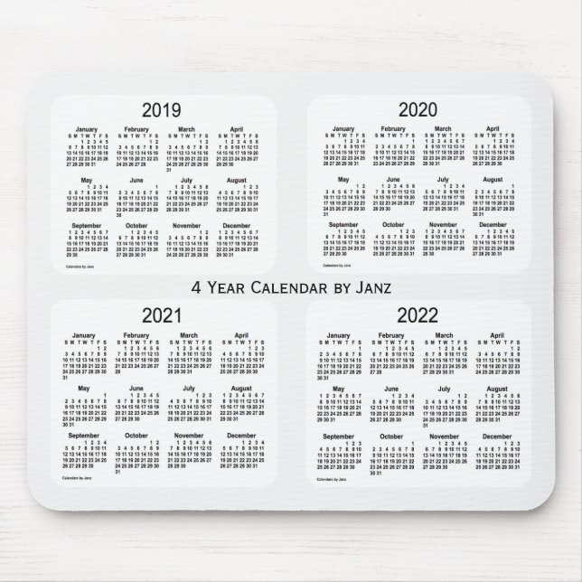 Mousepad 2019-2022 Tabagismo branco Calendário de 4 anos de (Frente)