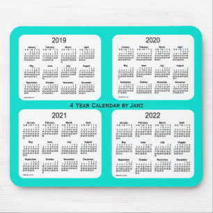 Mousepad 2019-2022 Turquesa 4 anos Calendário de Janz