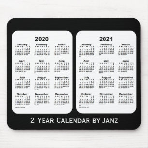 Mousepad 2020-2021 Calendário de 2 anos preto e branco de 