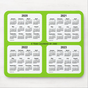 Mousepad 2020-2023 Calendário de 4 anos amarelo verde por 