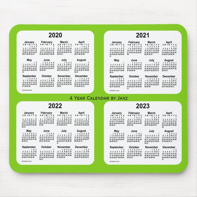 Mousepad 2020-2023 Calendário de 4 anos amarelo verde por J (Frente)