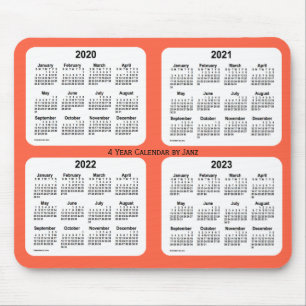 Mousepad 2020-2023 Tomato Red 4 anos Calendário de Janz