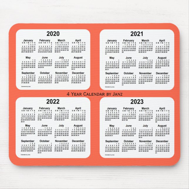 Mousepad 2020-2023 Tomato Red 4 anos Calendário de Janz (Frente)