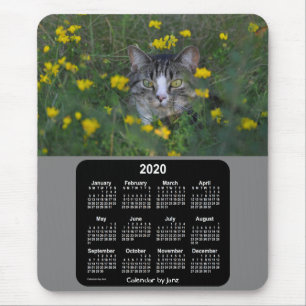 Mousepad 2020 Kitty Cat Flowers Calendário de Janz